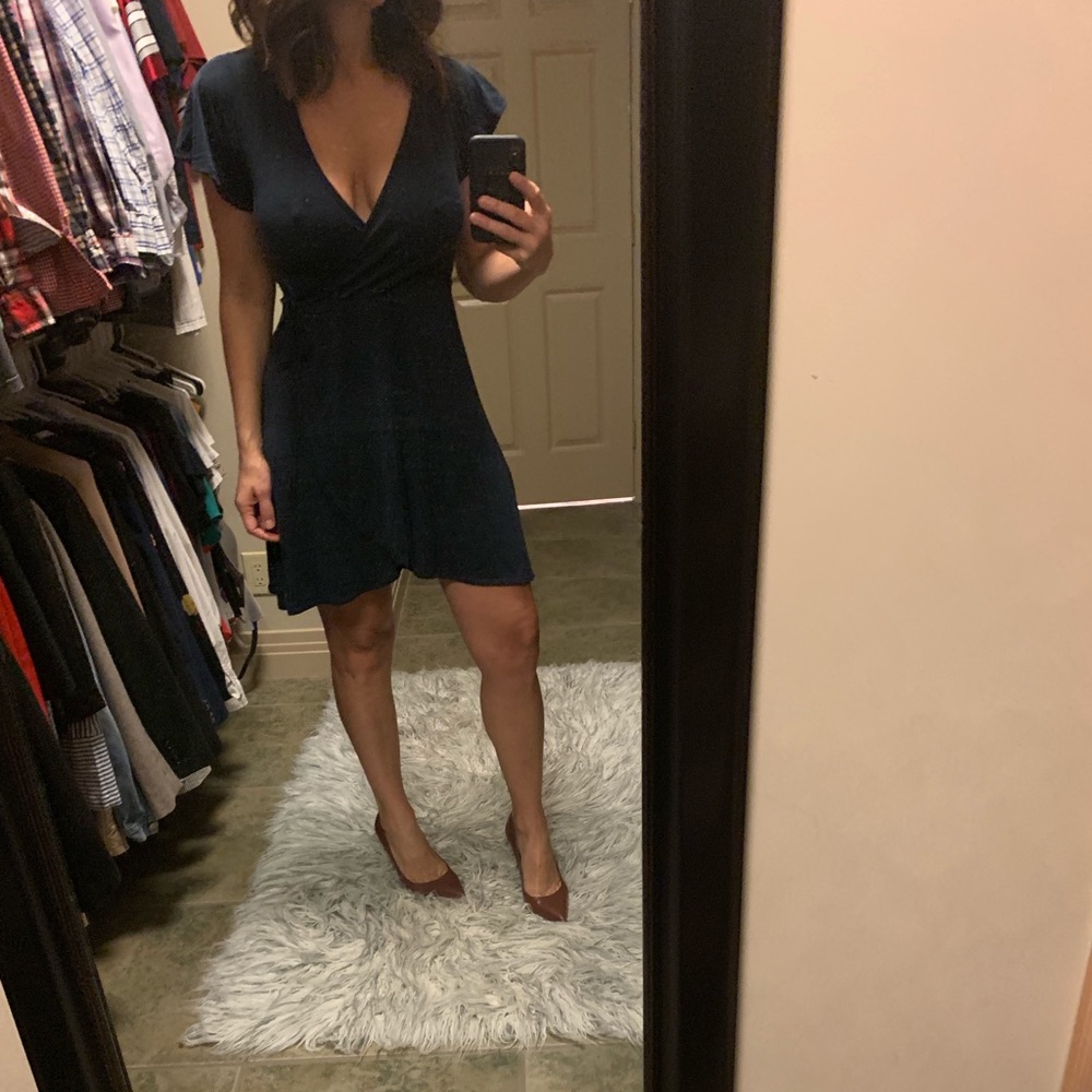 Caution to the wind faux wrap dress